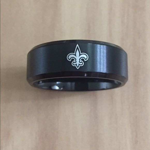 New Orleans Saints Black Stainless Steel Ring - Picture 2 of 5